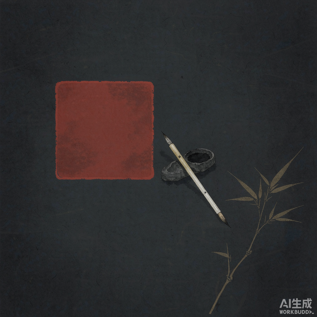 朱红印章与笔墨的水墨小景（粉丝自制插图）